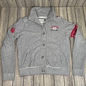 Colosseum IU Indiana Hoosiers Athletic Button Up Sweatshirt Cardigan M Varsity